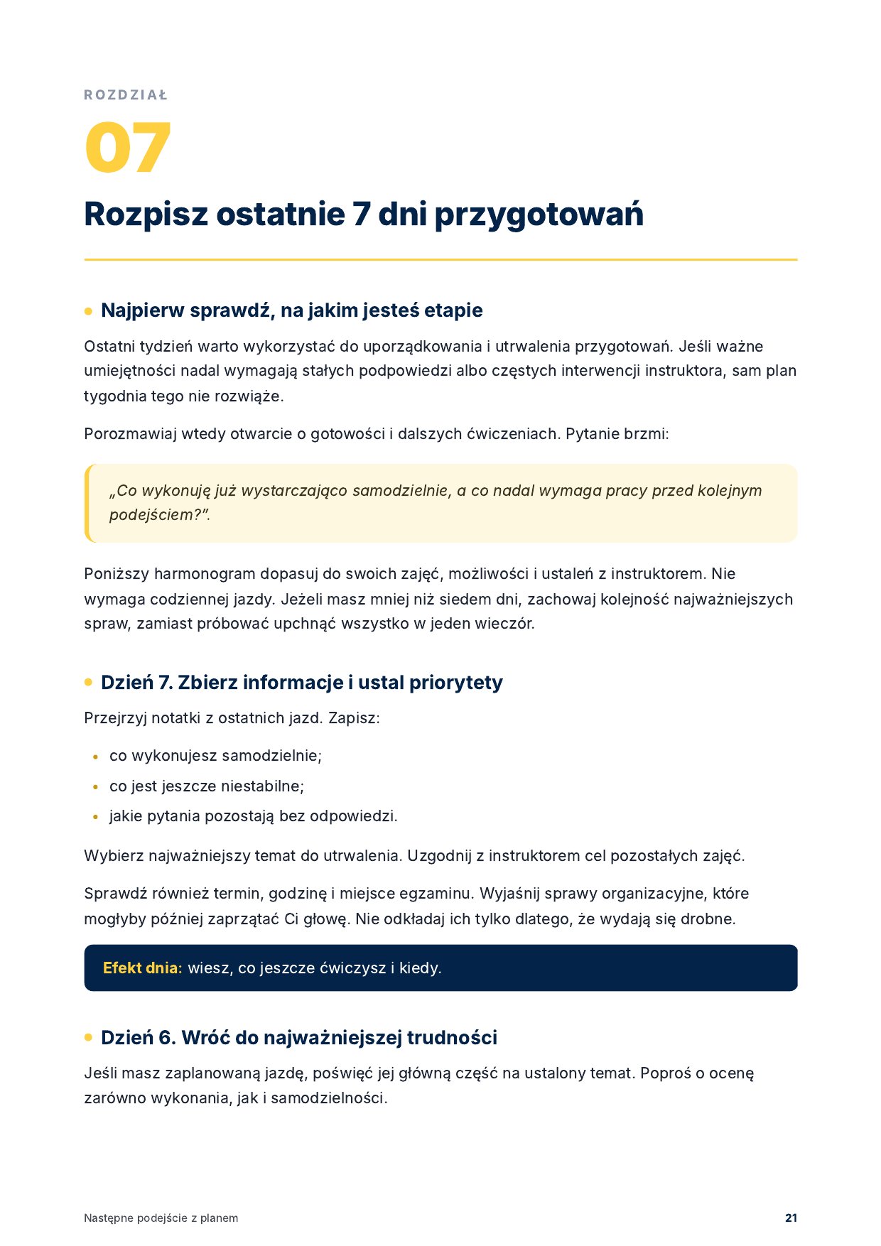 Strona e-booka: Rozpisz ostatnie 7 dni przygotowań